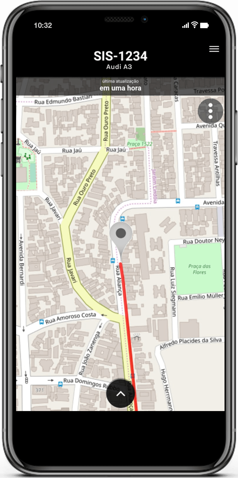 Tela de mapa do aplicativo